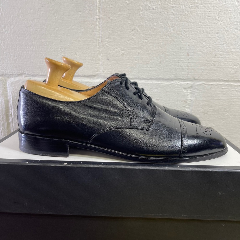 Bally Of Switzerland Black Leather Cap Toe Oxford Dress Shoes Men's 8.5 E